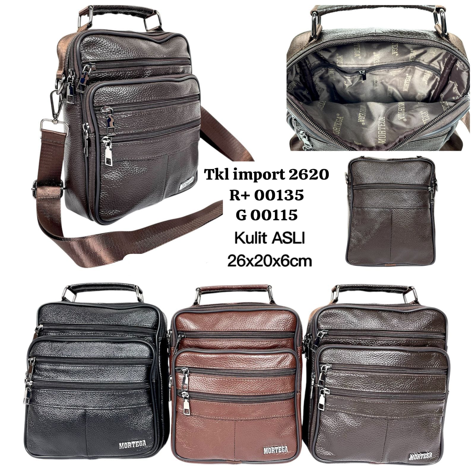 Tas Selempang Pria Kulit Asli / Tas Kulit Pria Dewasa (TKL Import 2620)